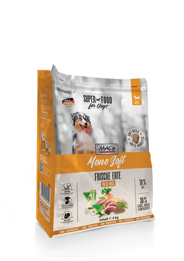 mac-s-dog-mono-soft-frische-ente-trockenfutter-4kg-halbfeucht-monoprotein image 1