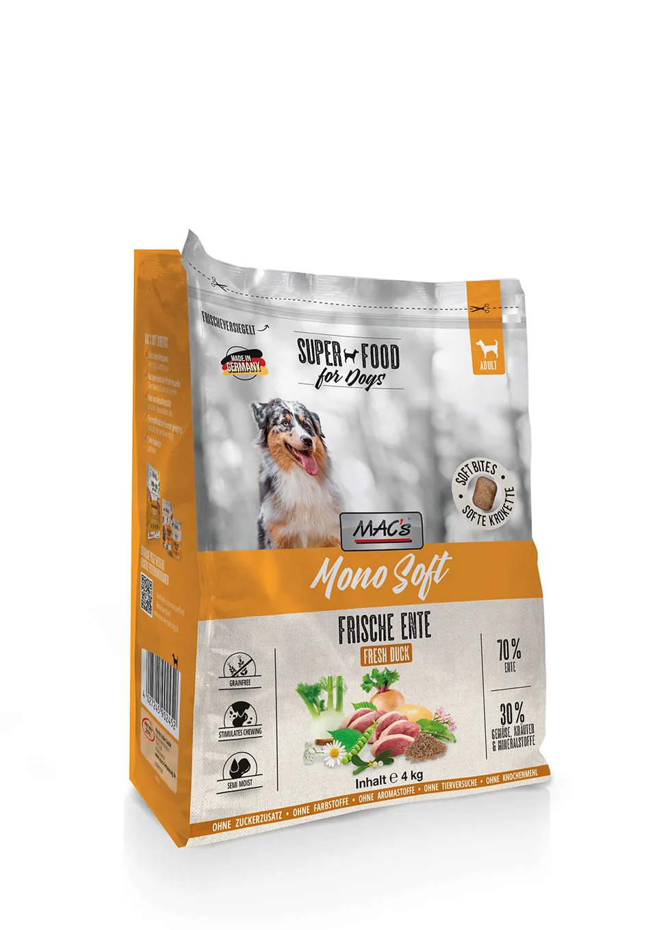 mac-s-dog-mono-soft-frische-ente-trockenfutter-4kg-halbfeucht-monoprotein image 1