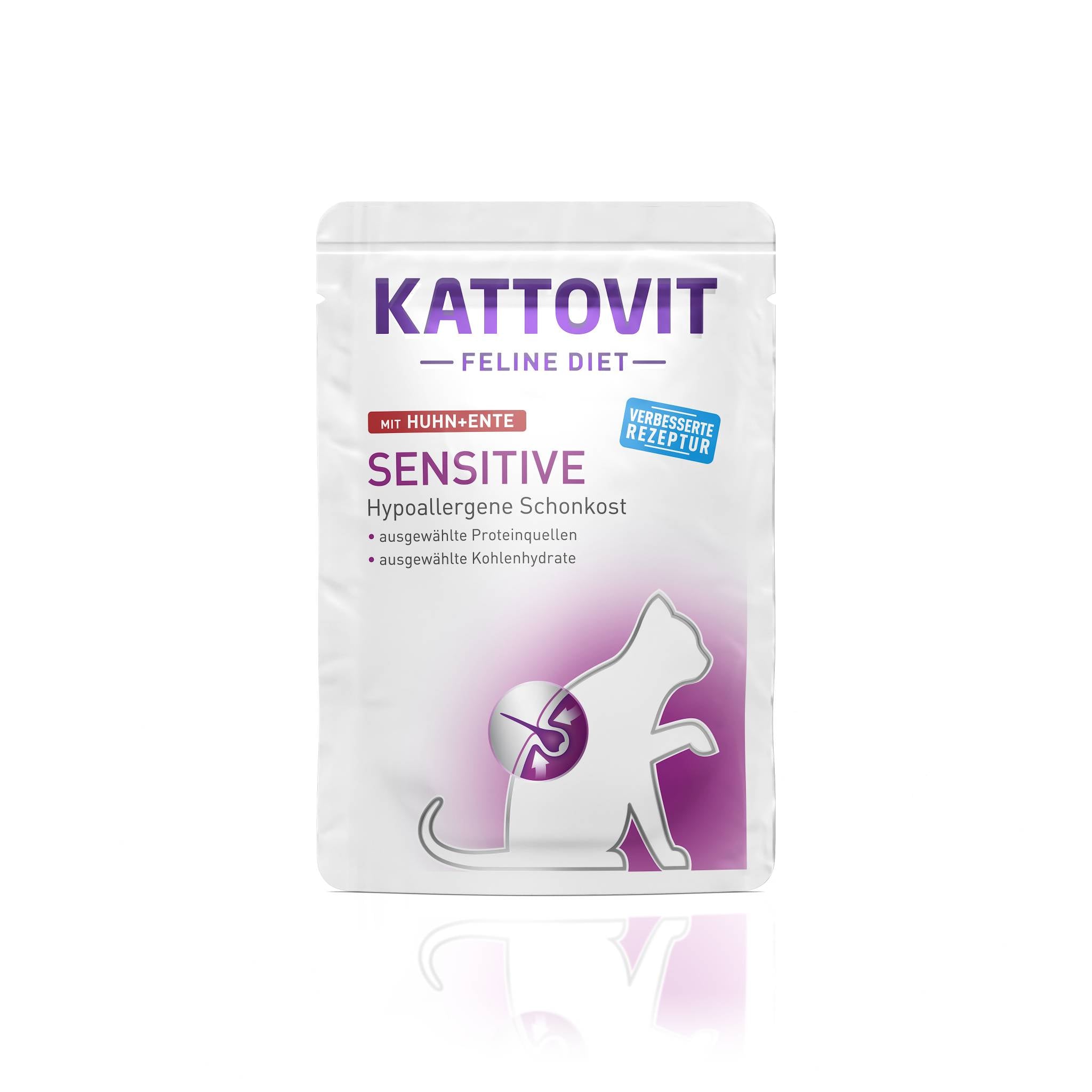 kattovit-sensitive-nassfutter-huhn-ente-hypoallergen-frischebeutel-24-x-85g image 2