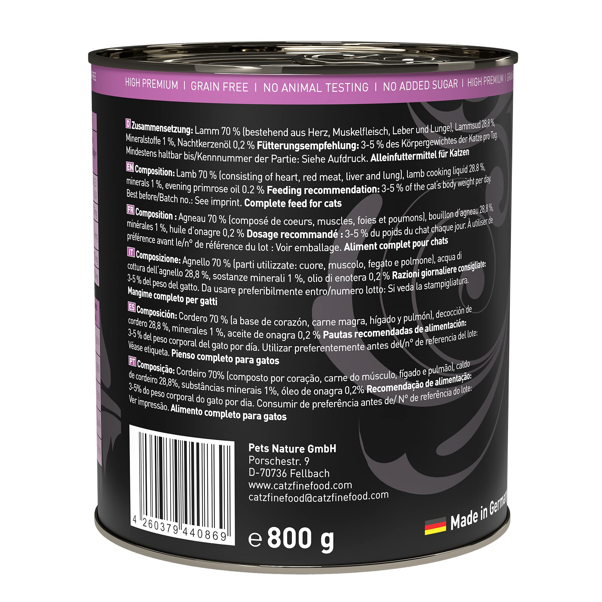 catz-finefood-purrrr-lamm-n-111-monoprotein-katzenfutter-nass-6-x-800-g-dose image 2