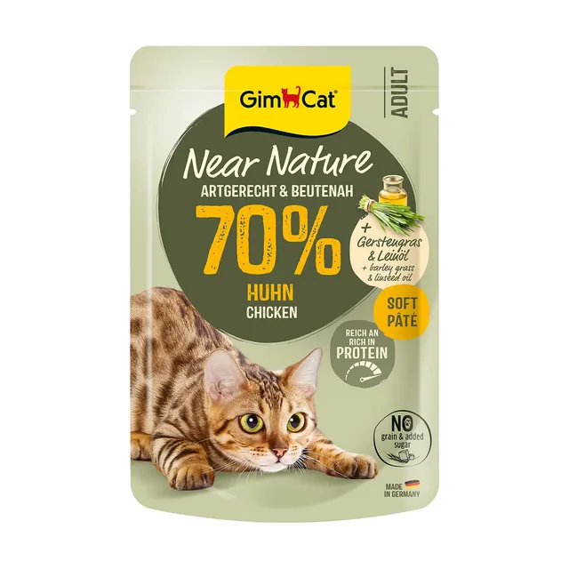 gimcat-near-nature-huhn-nassfutter-f-r-katzen-16-x-85-g image 1