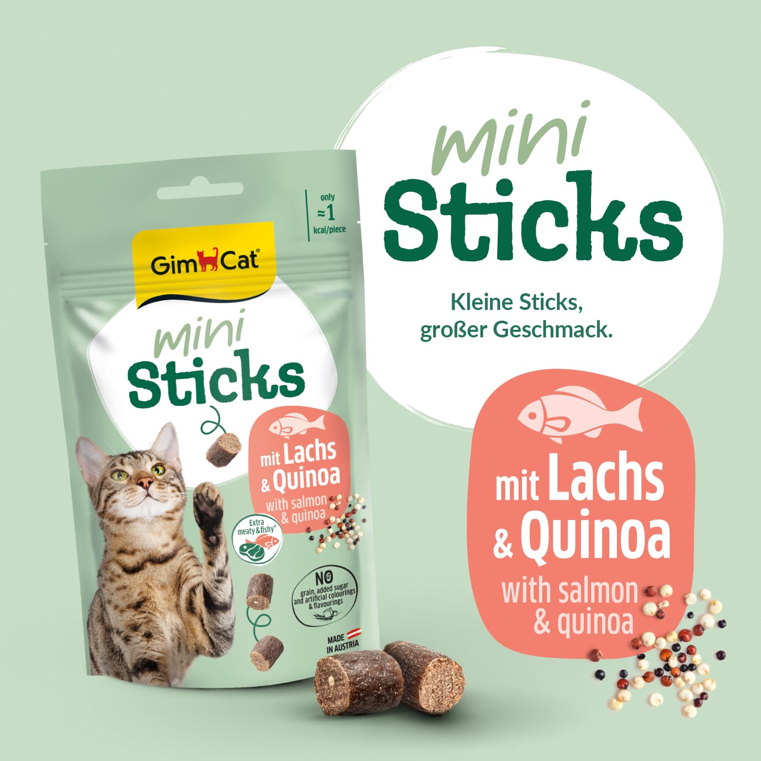 gimcat-mini-sticks-lachs-quinoa-katzensnack-1-x-50g-beutel image 2