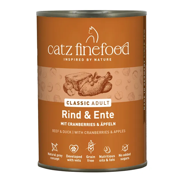 catz-finefood-n-23-rind-ente-feinkost-nassfutter-f-r-katzen-6-x-400g-dose image 1
