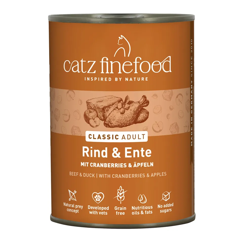 catz-finefood-n-23-rind-ente-feinkost-nassfutter-f-r-katzen-6-x-400g-dose image 1