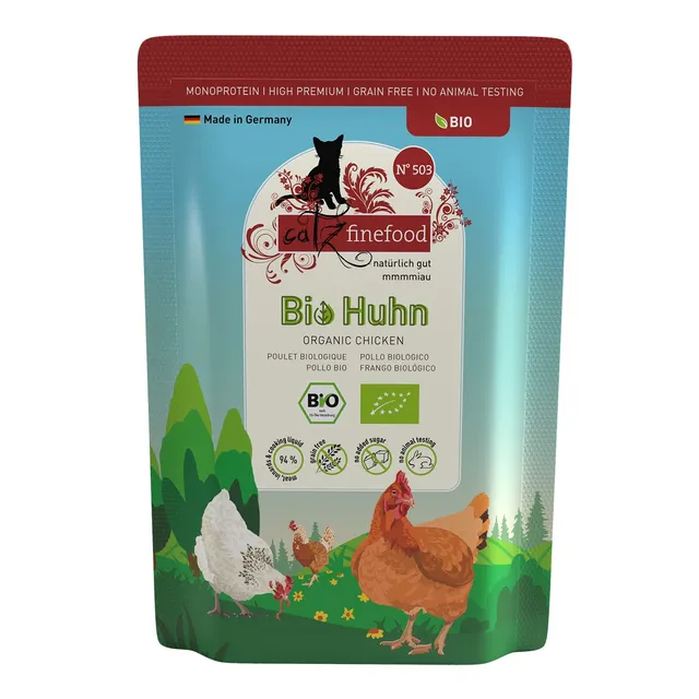 catz-finefood-bio-n-503-huhn-nassfutter-f-r-katzen-12-x-85g-beutel image 1