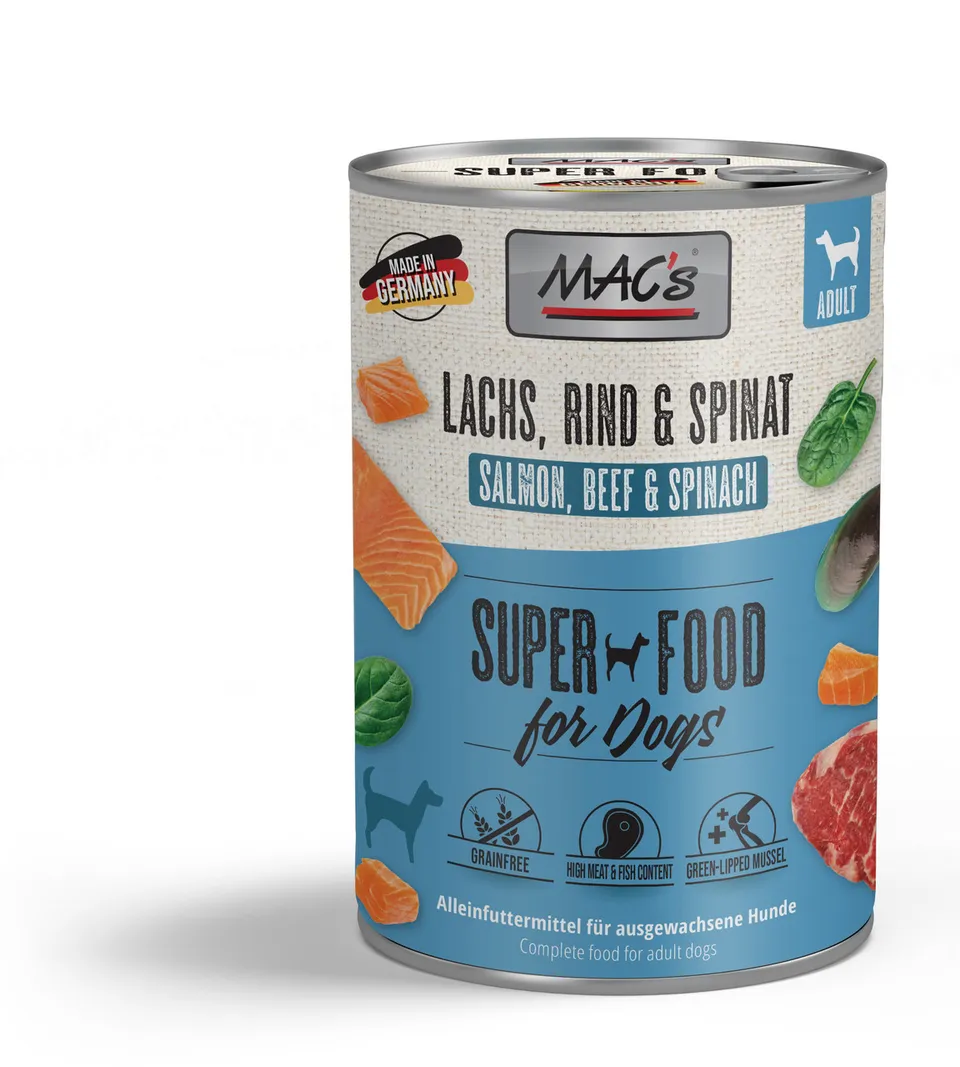 mac-s-dog-lachs-rind-spinat-nassfutter-400g image 1