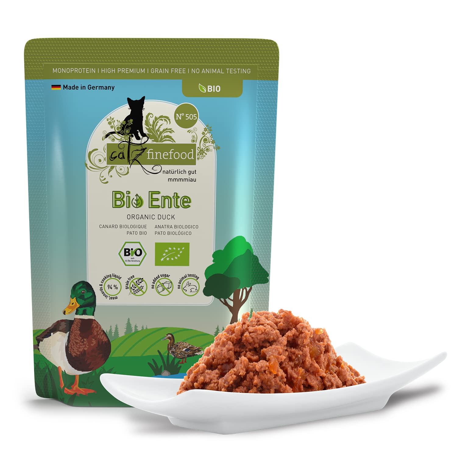 catz-finefood-bio-n-505-ente-nassfutter-f-r-katzen-12-x-85-g image 2