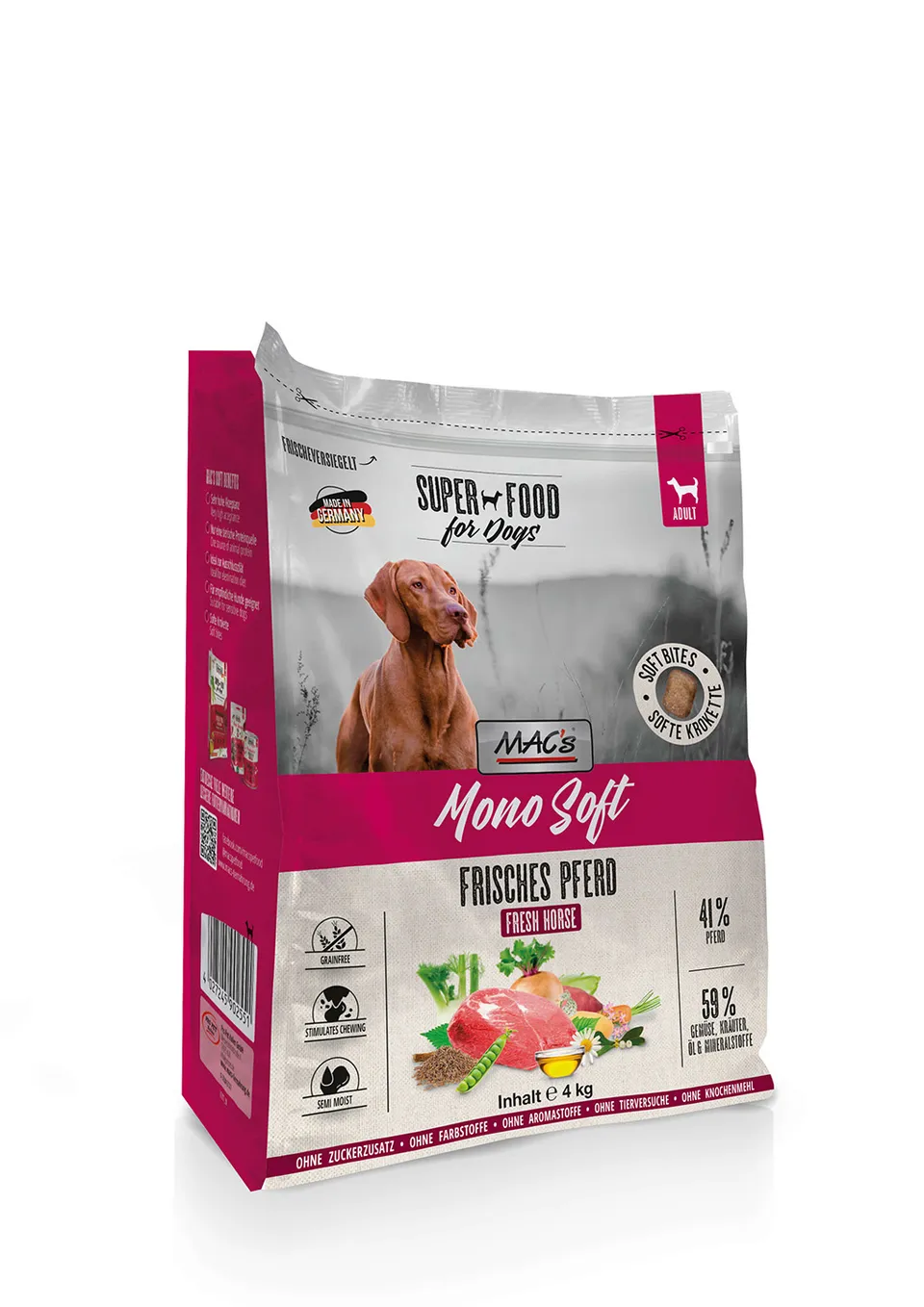 mac-s-dog-mono-soft-frisches-pferd-4kg-halbfeuchtes-hundefutter image 1
