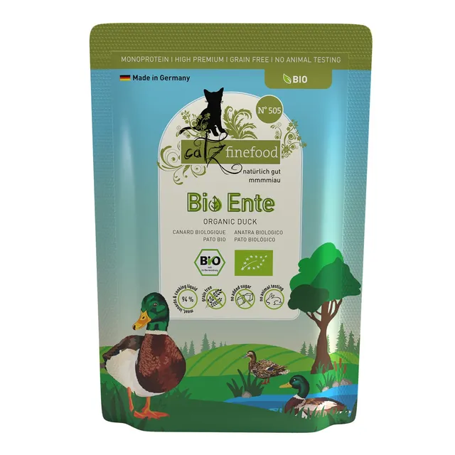 catz-finefood-bio-n-505-ente-nassfutter-f-r-katzen-12-x-85-g image 1