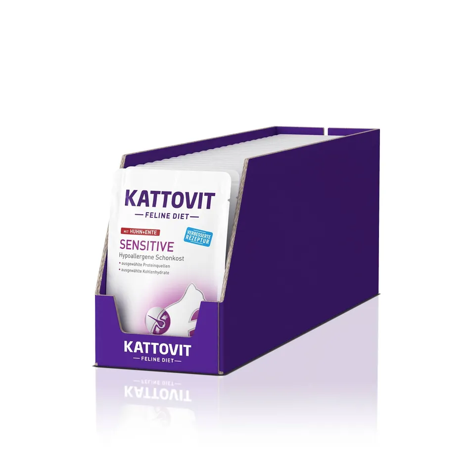 kattovit-sensitive-nassfutter-huhn-ente-hypoallergen-frischebeutel-24-x-85g image 1