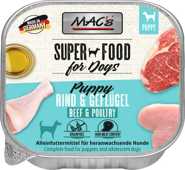 mac-s-dog-schale-puppy-rind-gefl-gel-nassfutter-150g image 1
