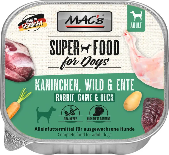 mac-s-dog-schale-kaninchen-wild-ente-nassfutter-150g image 1