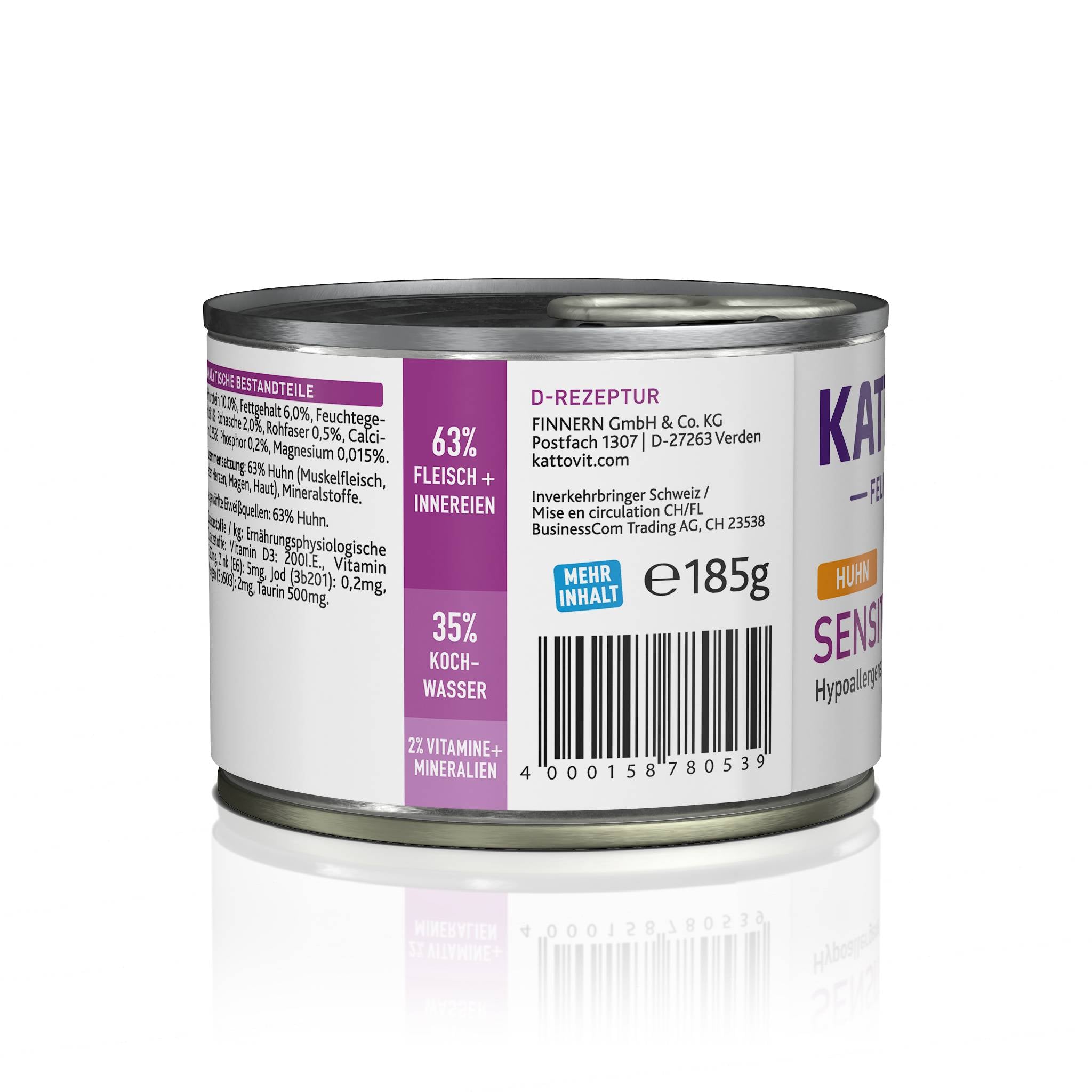 kattovit-sensitive-nassfutter-huhn-dose-12-x-185g image 6