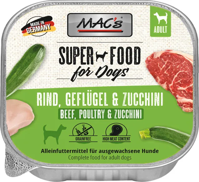mac-s-dog-schale-rind-gefl-gel-zucchini-nassfutter-150g image 1