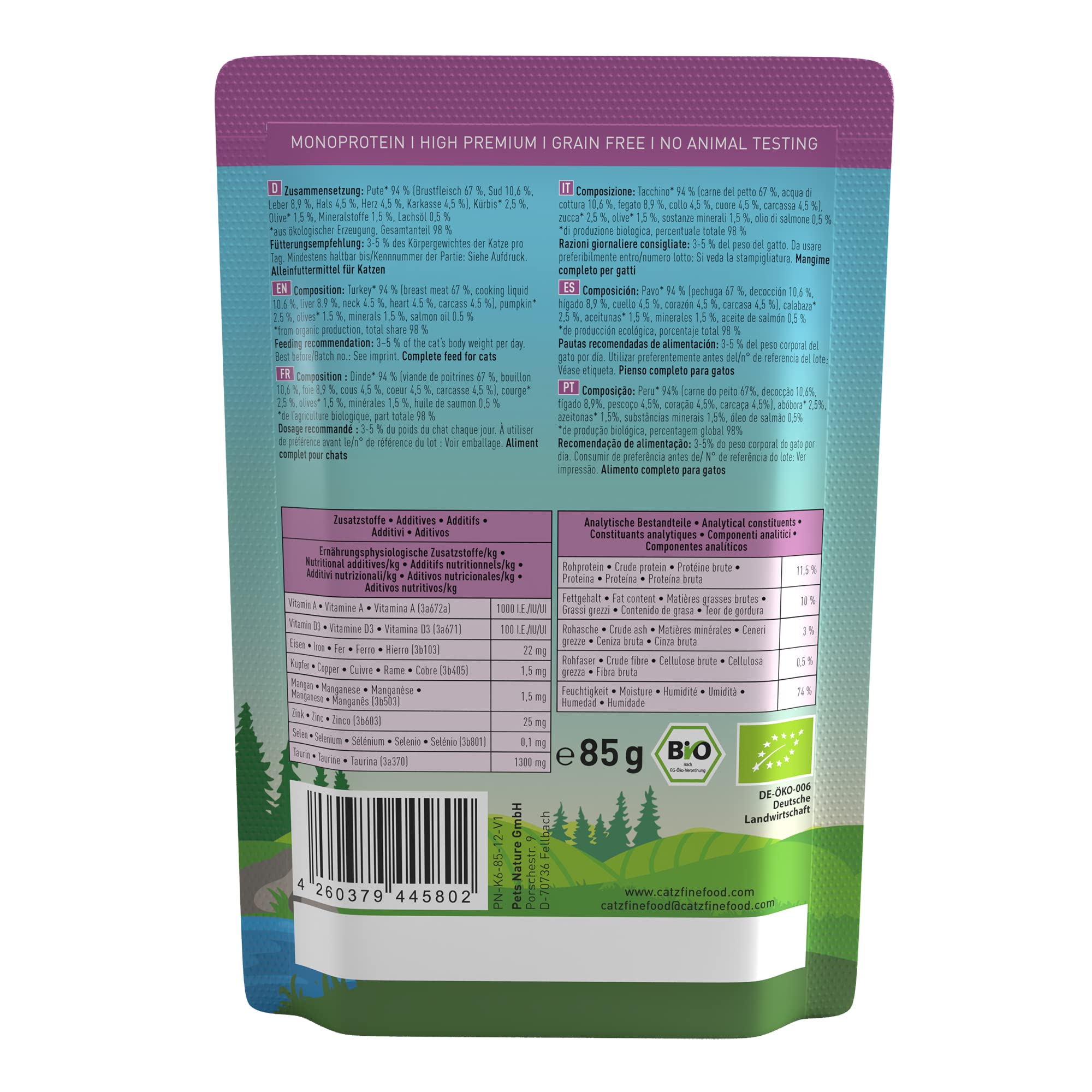 catz-finefood-bio-n-511-pute-nassfutter-f-r-katzen-12-x-85-g image 2