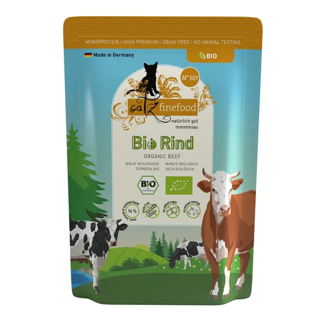 catz-finefood-bio-n-507-rind-nassfutter-f-r-katzen-12-x-85g-beutel image 1
